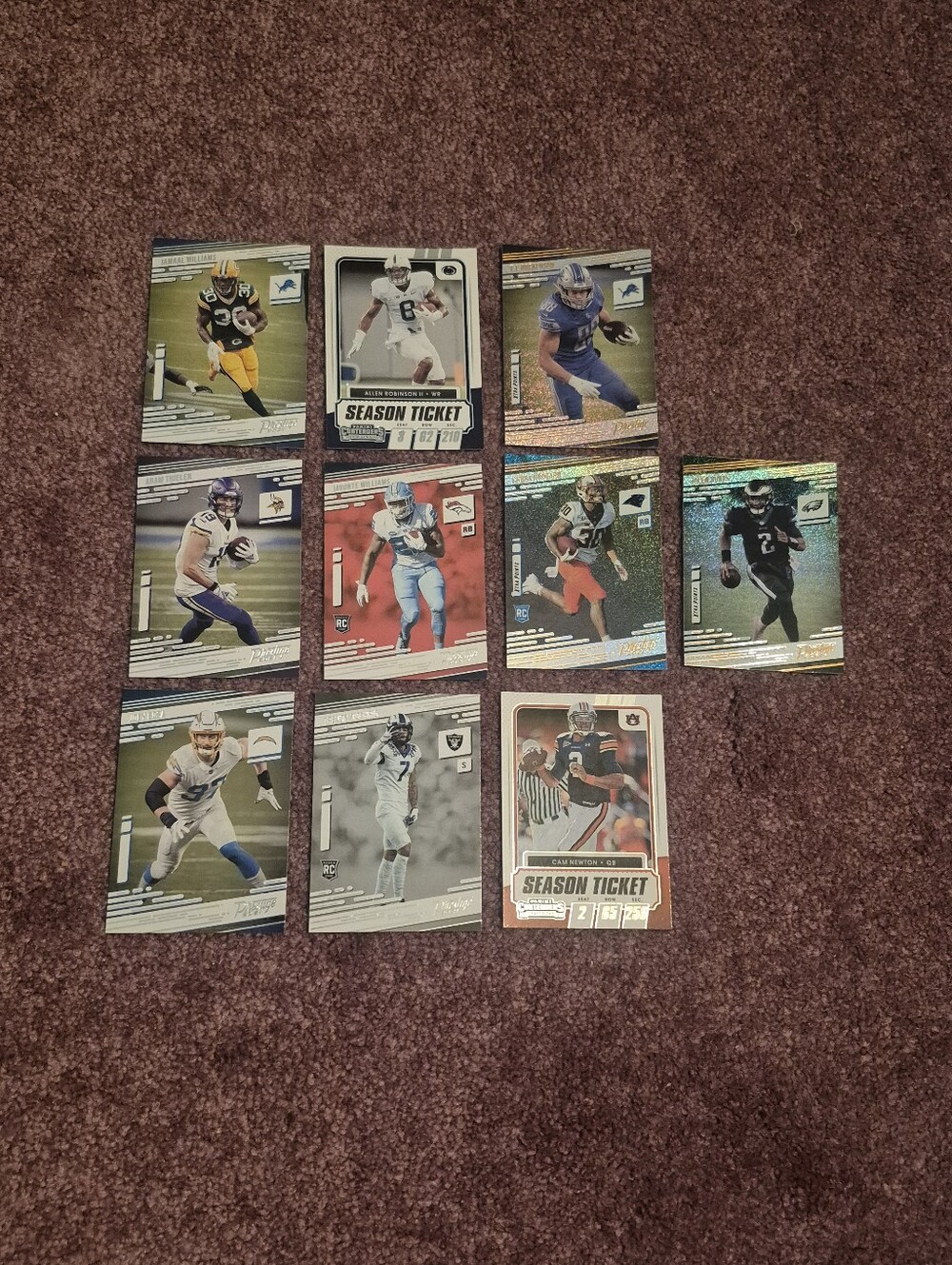 Panini Football Card Lot - Brown, Green, Blue, Red, Black